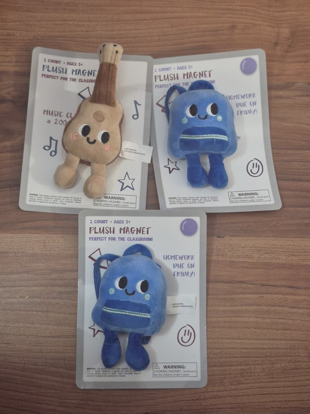 Cute Plush Guitar & 2 Backpack Magnets Fridge Classroom Board Decor Teacher S6